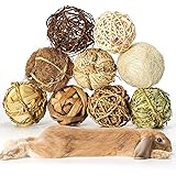 DAMPET Small Animals Play Balls, Chew Grass Balls & Rolling Chew Toys for Bunny, Improve Pets Dental Health for Rabbit, Chinc