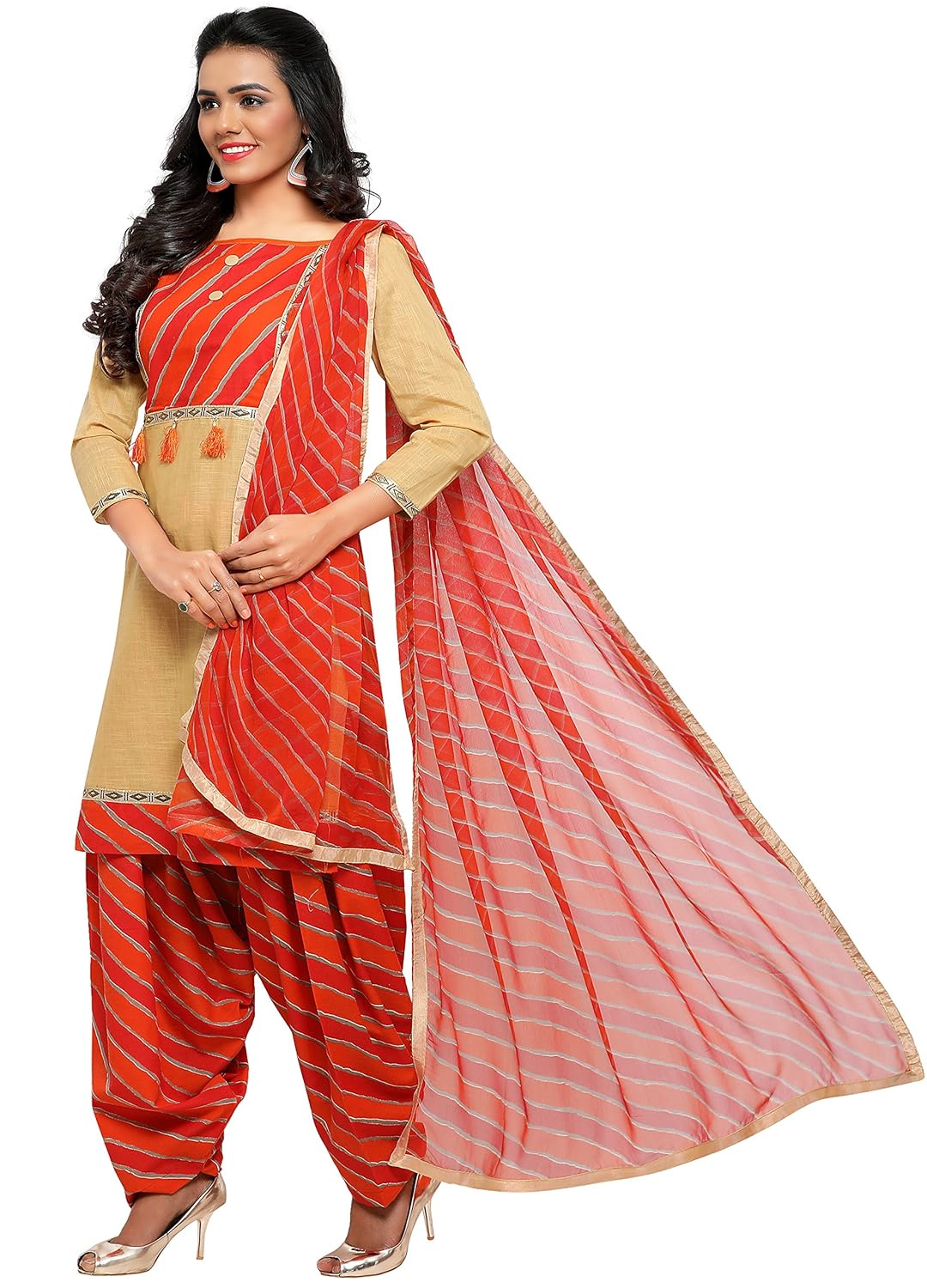 ethnicjunction women's cotton patiala style unstitched dress material (ej1180-88010_light french beige)