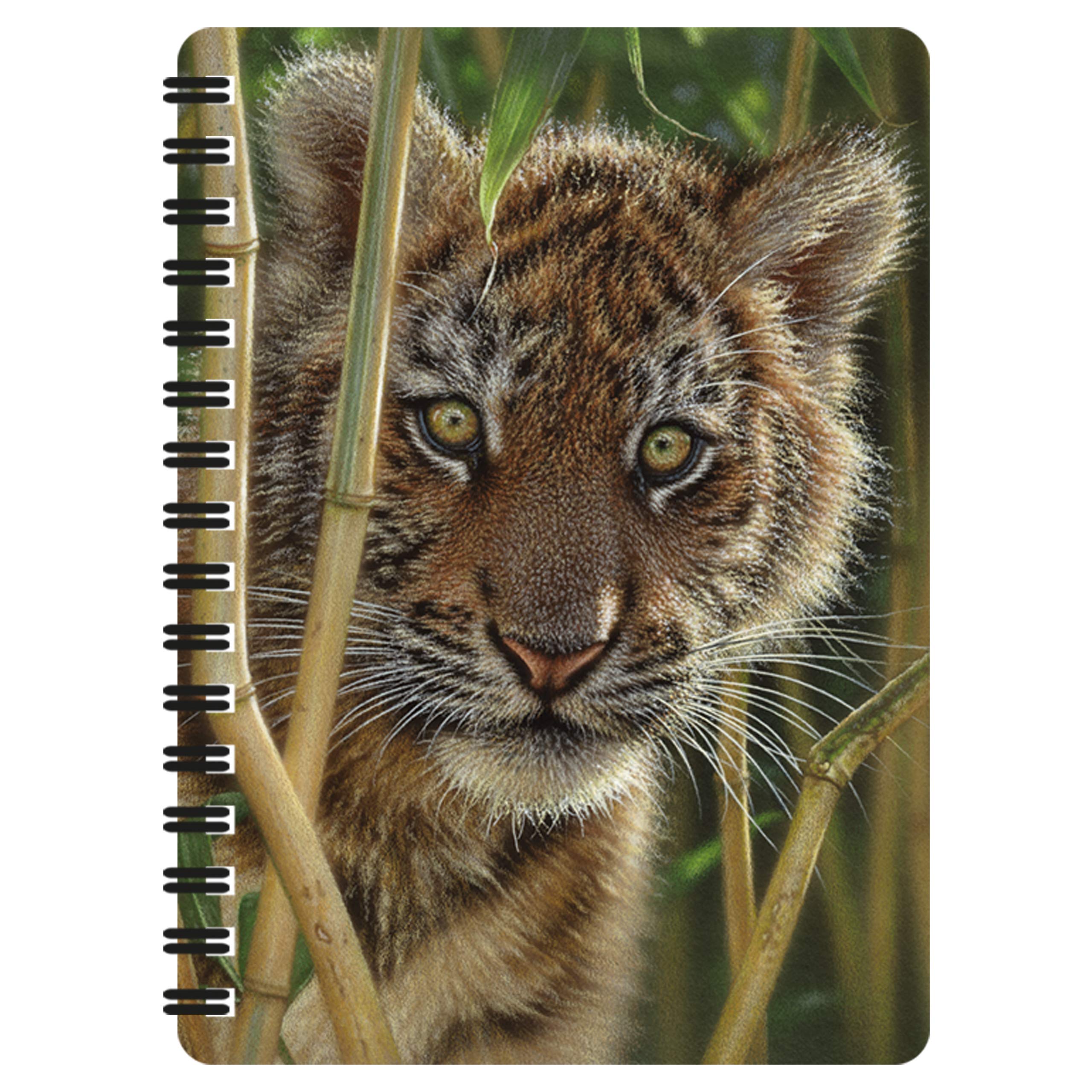 3D LiveLife Jotter - Discovery from Deluxebase. Spiral Bound A6 Notebook with 80 Plain Recycled Pages. Pocket Sized Animal Notepad, Journal or Drawing Book with Tiger Cover