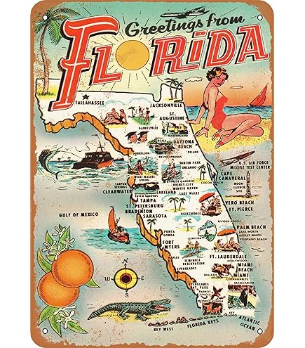 Plaque Metal Marco Island Everglades Hydroglisseur Floride