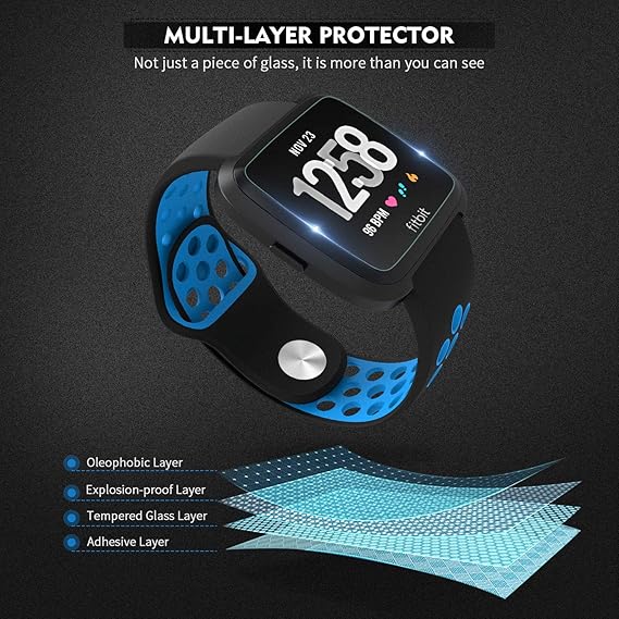 Penta Stars for Fitbit Versa Screen Protector, for Fitbit Versa Tempered Glass Screen Protector, Waterproof, Scratch Resist, Bubble Free, 9H Hardness, ...
