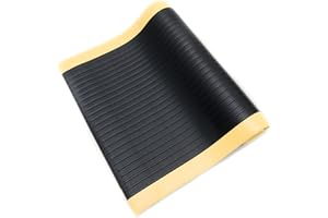 Bertech Anti Fatigue Floor Mat (Made in USA), 3 Feet Wide x 5 Feet Long x 3/8 Inches Thick, Ribbed Pattern Top, Black with Yellow Border, Bevelled on All Four Sides, RoHS and REACH Compliant