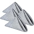 Wolkemer Faux Linen Set of 4 Square Cloth Napkins with Handcrafted 17x17 Inch Grey Washable Fabric Dinner Napkins Solid Color Napkins for Holiday Banquet Wedding Party Daily Life