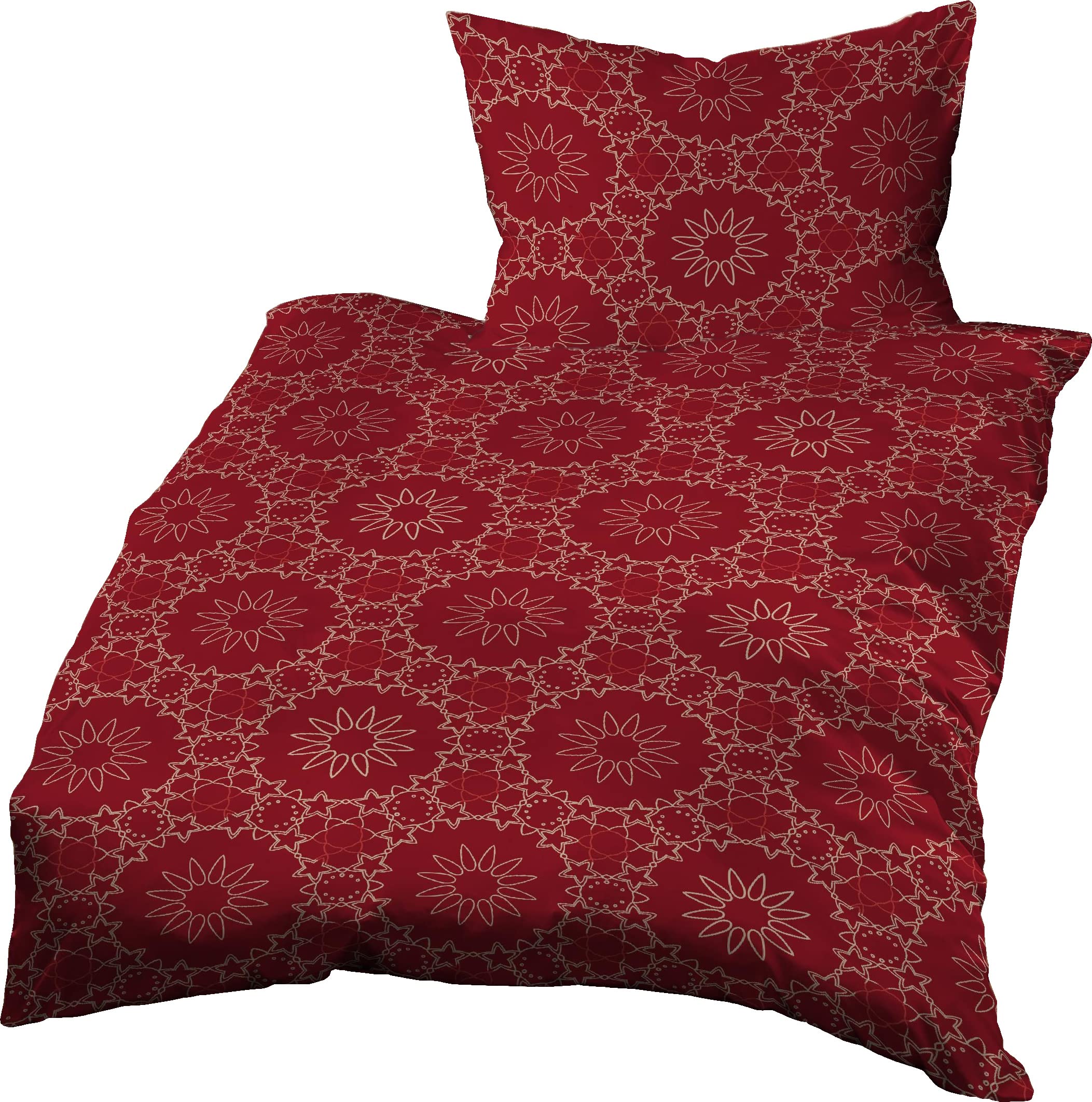 Gerald Wittmann Bed Linen 140 x 200 cm + 70 x 90 cm Cotton Satin Ornaments Red White