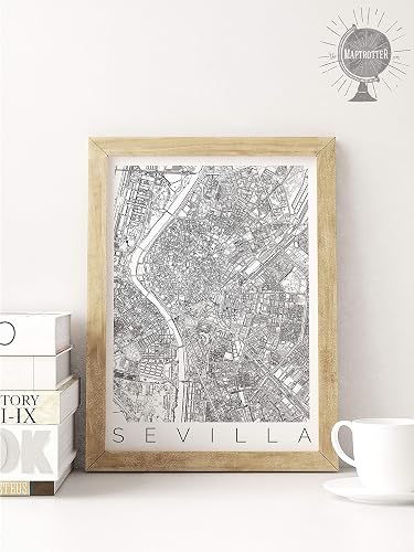 Map Of Sevilla Poster Fits Ikea Frame Spain Travel Print
