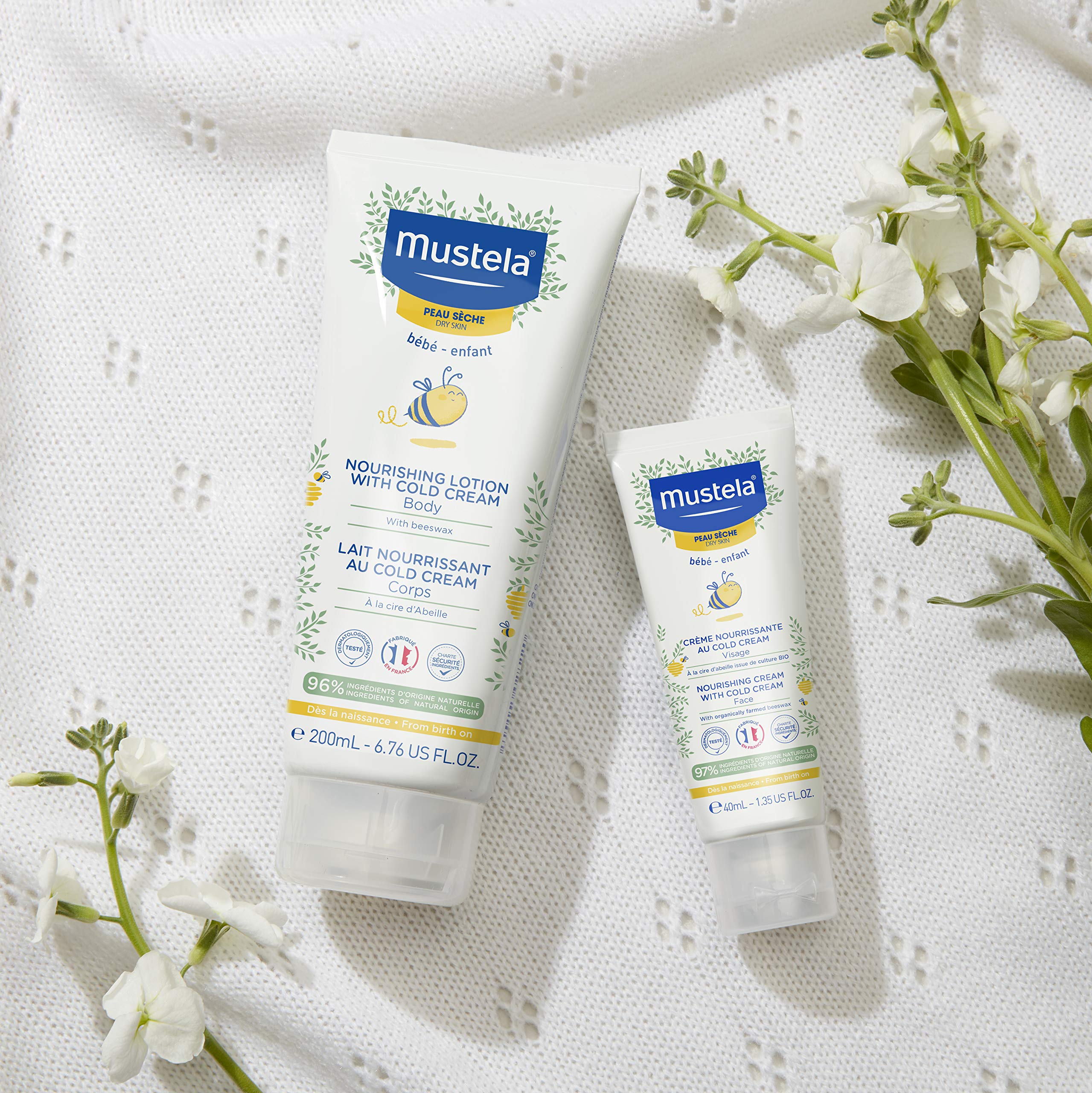 Mustela Baby Nourishing Lotion – Daily Body Lotion for Dry Skin - with Natural Avocado, Cold Cream & Beeswax - 6.76 fl. oz. - Packaging may vary
