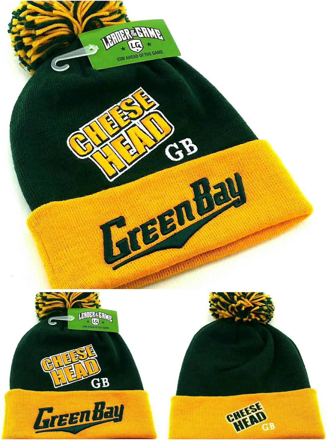 Green Bay New Top Pro Knit Beanie Pom Cheese Head Packers Colors Green Gold Era Hat Cap Sports Outdoors Amazon Canada