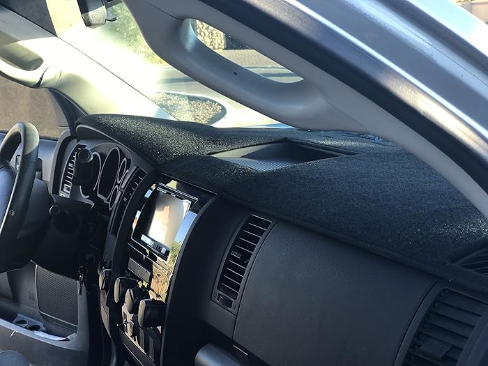 Angry Elephant Black Carpet Dashboard Cover- 2007-2013 Toyota Tundra All Models. Custom Fit Dash Cover, Easy Installation.