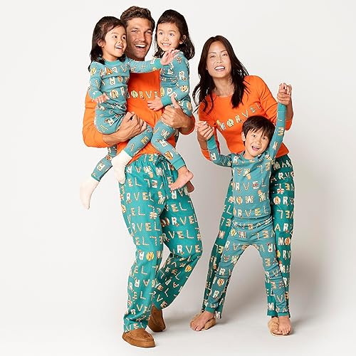 Amazon Essentials Disney | Marvel | Star Wars Men's Flannel Pajama Sleep Sets, Festive Marvel, XX-Large