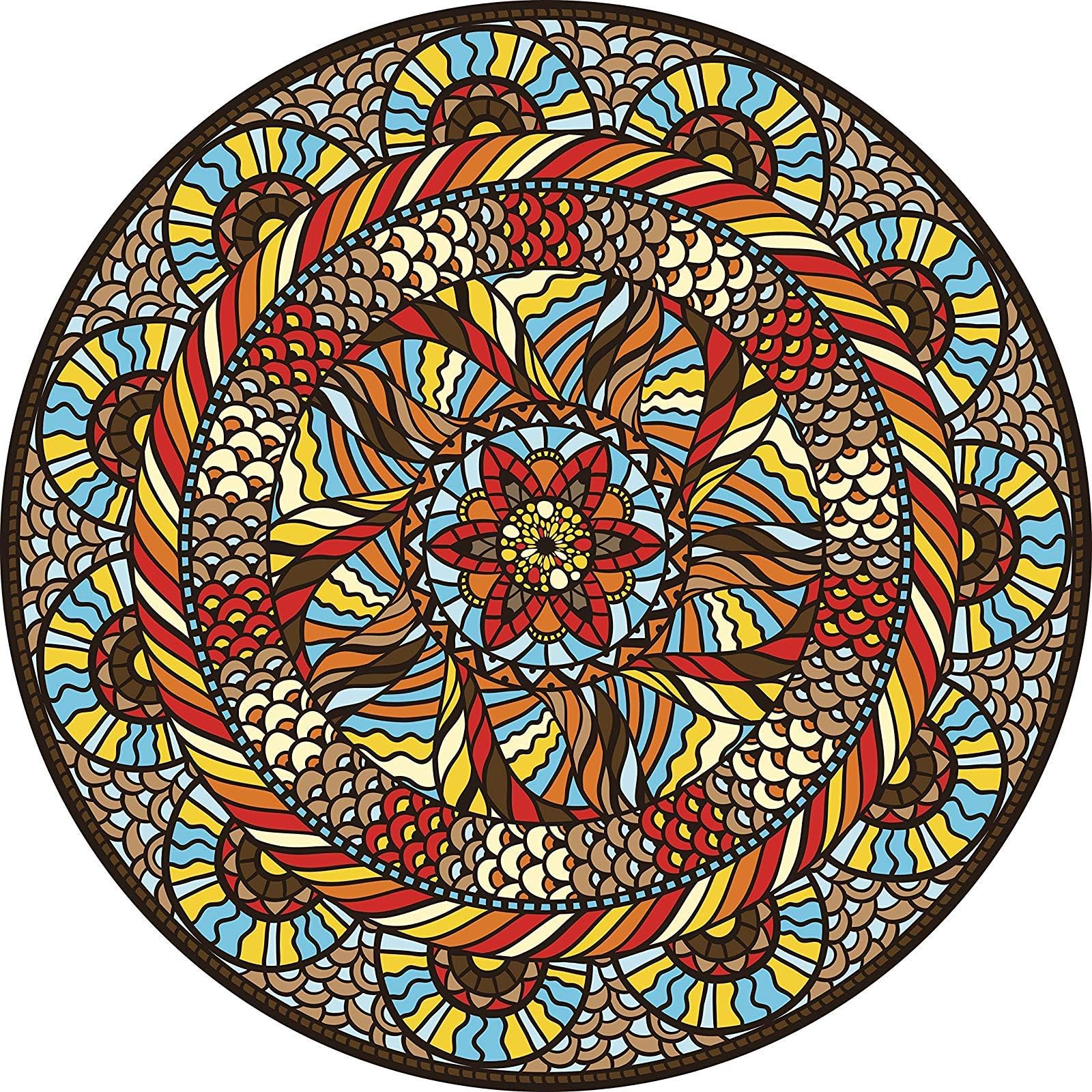 Magnet Cathedral Glass Art Inspired Colorful Flower Icon Vinyl Magnet (12" Wide)