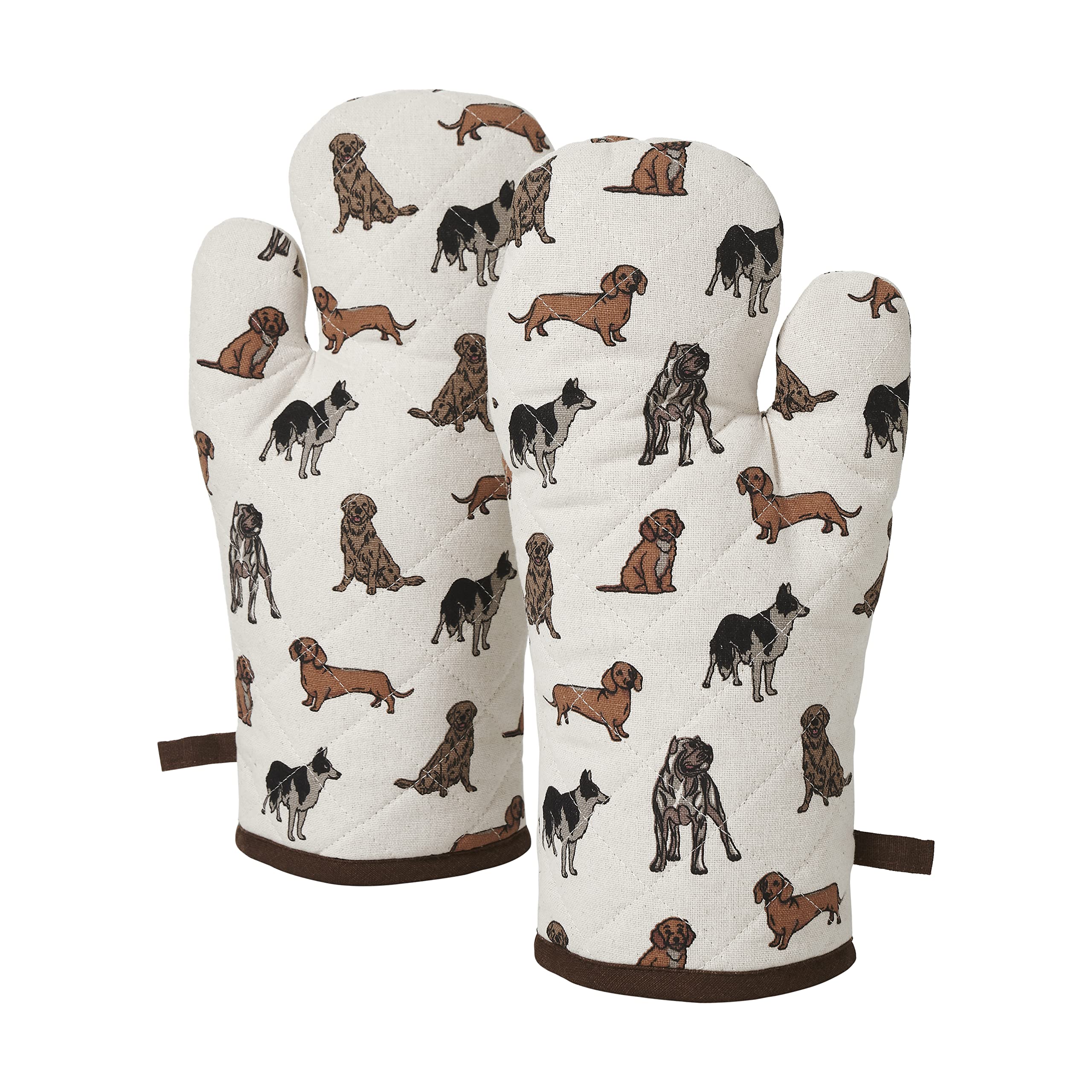 Penguin Home Oven Mitts,Heat Resistant, Eco Friendly & Sustainable, Cotton lining with 100% polyester filling, Cooking Baking Grilling BBQ, Size - 18x32cm,Colour - Grey,Brown & Mustard