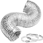 iPower 4 Inch by 8 feet duct, for dryer vent hose transition, Temperature range from 0 to 185+ °F, 2 clamps included