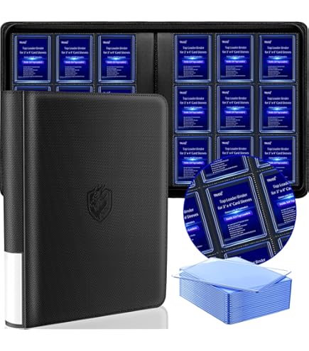 Zippered Protective Card Album Toploader Binder, Holds 360 Top Loaders -  9-Pocket Top Loader Binder For 3" X 4" Rigid Card Holders For Trading Cards  Or Sports Cards, Model B - Classic