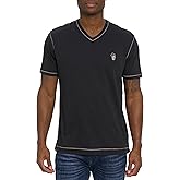Robert Graham Men's Damien Short-Sleeve, V-Neck Top with Colorful Seams, Comfortable Fit & Richly Detailed for Wear