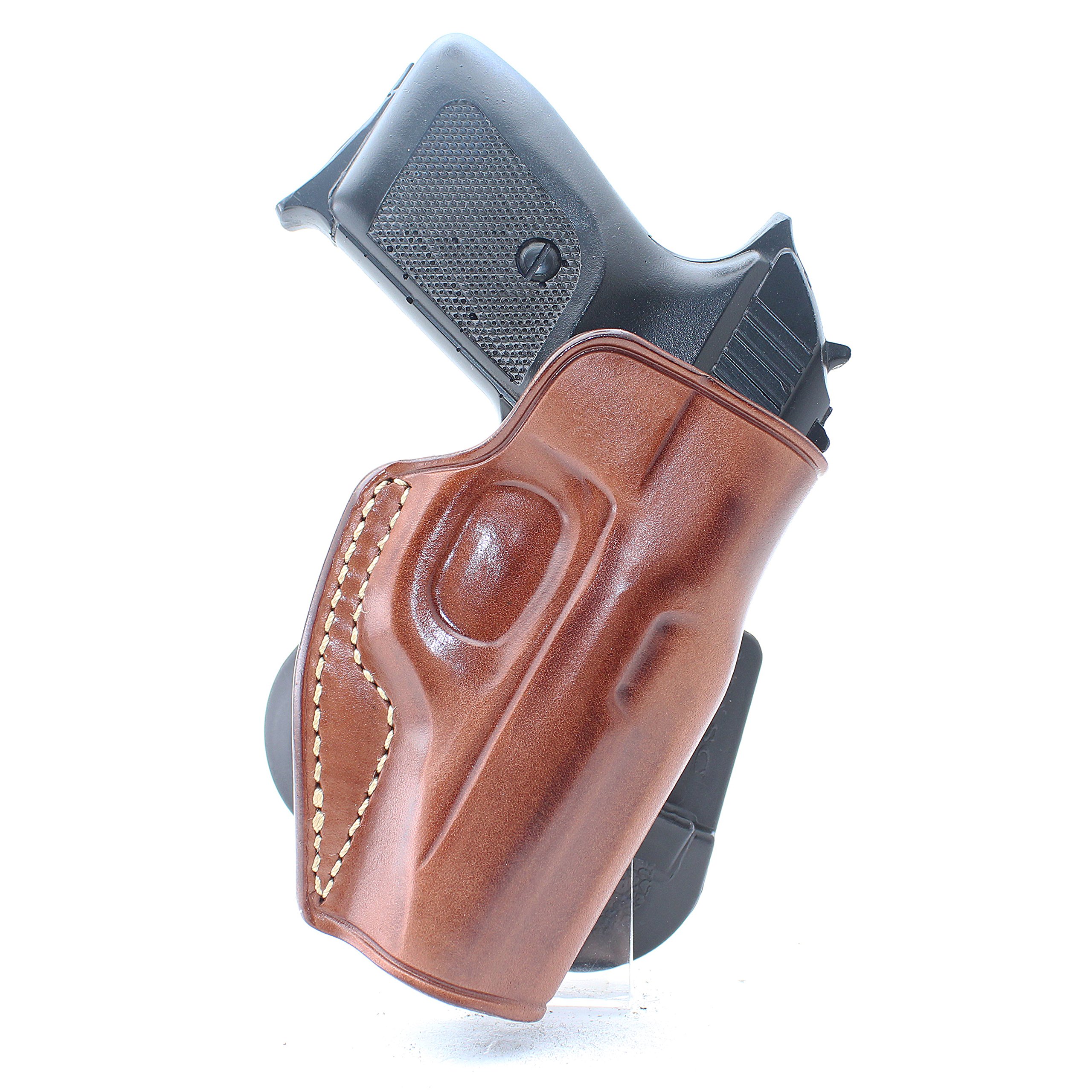 Premium Leather OWB Paddle Holster with Open Top Fits, Makarov PM, Makarov PPK, Polish P64, Walther PP/PPK, Walther PPK/S, Right Hand Draw, Brown Color