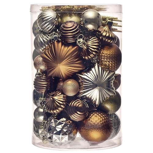 Valery Madelyn Christmas Tree Decorations 60pcs, Copper and Bronze Xmas Baubles Shatterproof Ball Ornaments Set