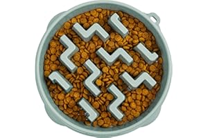 Outward Hound Large Slow Feeder Bowl, Puzzle Maze for Fast Eaters, Medium to Large Dogs, Helps Prevent Bloat & Aid Digestion, Holds 4 Cups Wet or Dry Food, Non-Slip, Made Without BPA, Sage