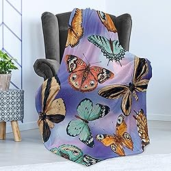 Ambesonne Butterfly Throw Blanket, Bohemian