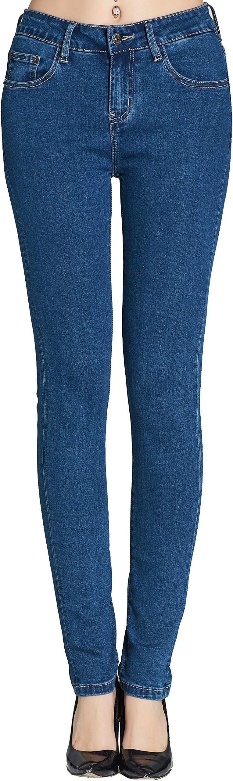 Camii Mia Women's Classic Mid Rise Stretchy Slim Fit Skinny Jeans
