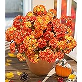 Fake Geraniums Artificial Flowers for Outdoors Fall Autumn Decoration, 6 Bundles Silk Geraniums Look Real Faux Fall Flowers Plants for Front Door Garden Planter Patio Balcony Yard Home Indoor, Mix