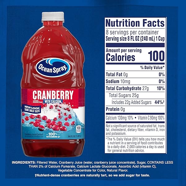 OCEAN SPRAY® CRANBERRY JUICE COCKTAIL WITH CALCIUM, 64 FL OZ BOTTLE