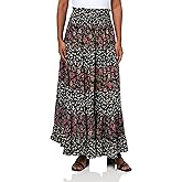 Angie Women's Smocked Waist Fill Sweep Maxi Skirt