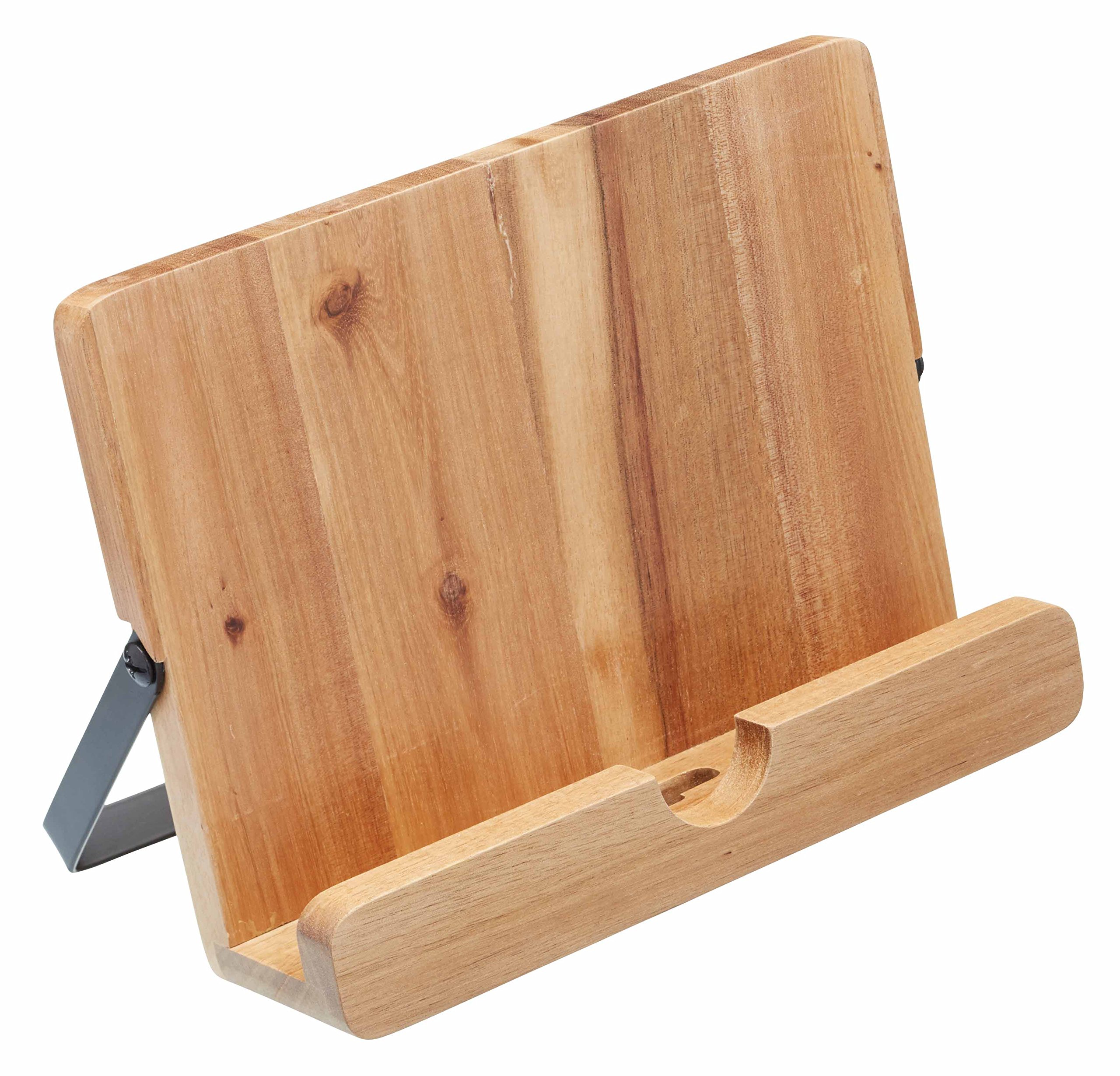Natural Elements Recipe Book Holder/Tablet Stand, Acacia Wood, Brown, 24 x 18.5 x 6.5cm