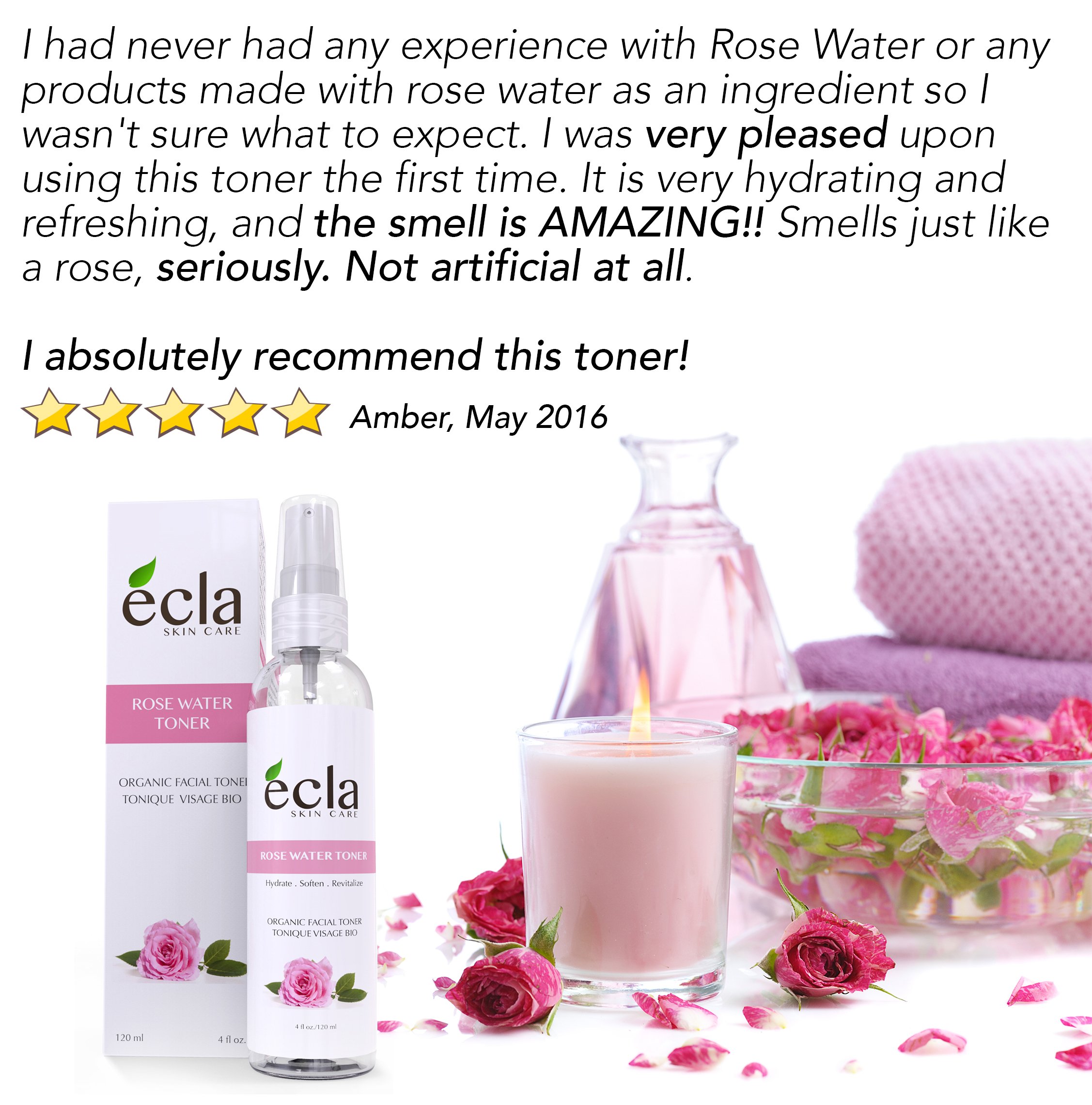 Rose Water Hydrosol Mist Spray Toner for Face, Eyes, Skin & Hair -100% Pure Organic Natural Astringent, Chemical Free Gentle Facial Cleanser for sensitive, Acne & Blemish skin (100 ml - 3.3 oz)