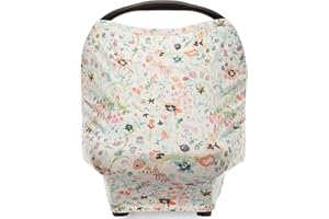 PARKER BABY CO. Parker Baby 4 in 1 Car Seat Cover for Girls - Stretchy Carseat Canopy, Nursing Cover, Grocery Cart Cover, High Chair Cover - Bloom