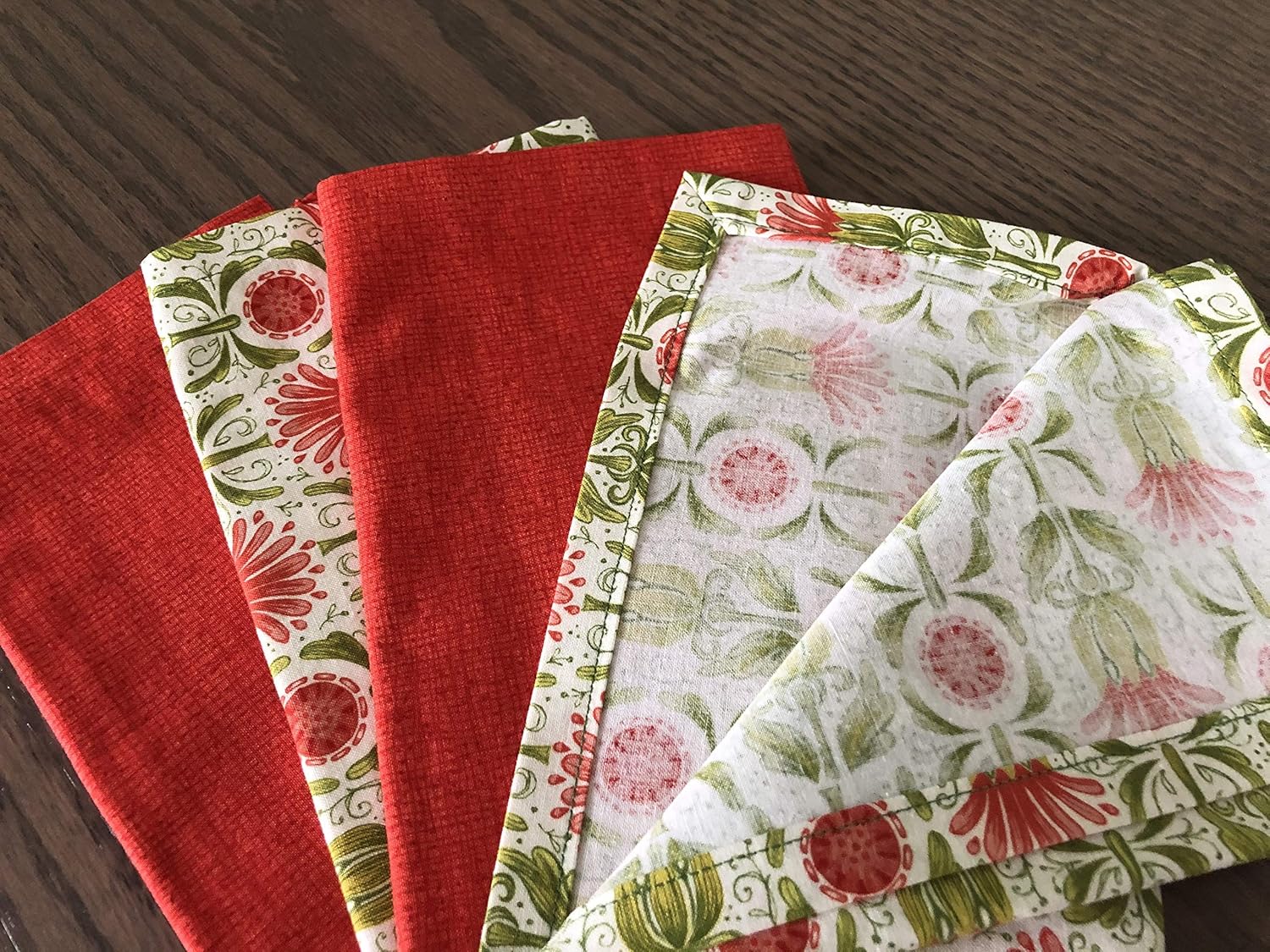 Cotton Fabric Napkins Eco Friendly 17 x 15 inchAvocado Coral Print