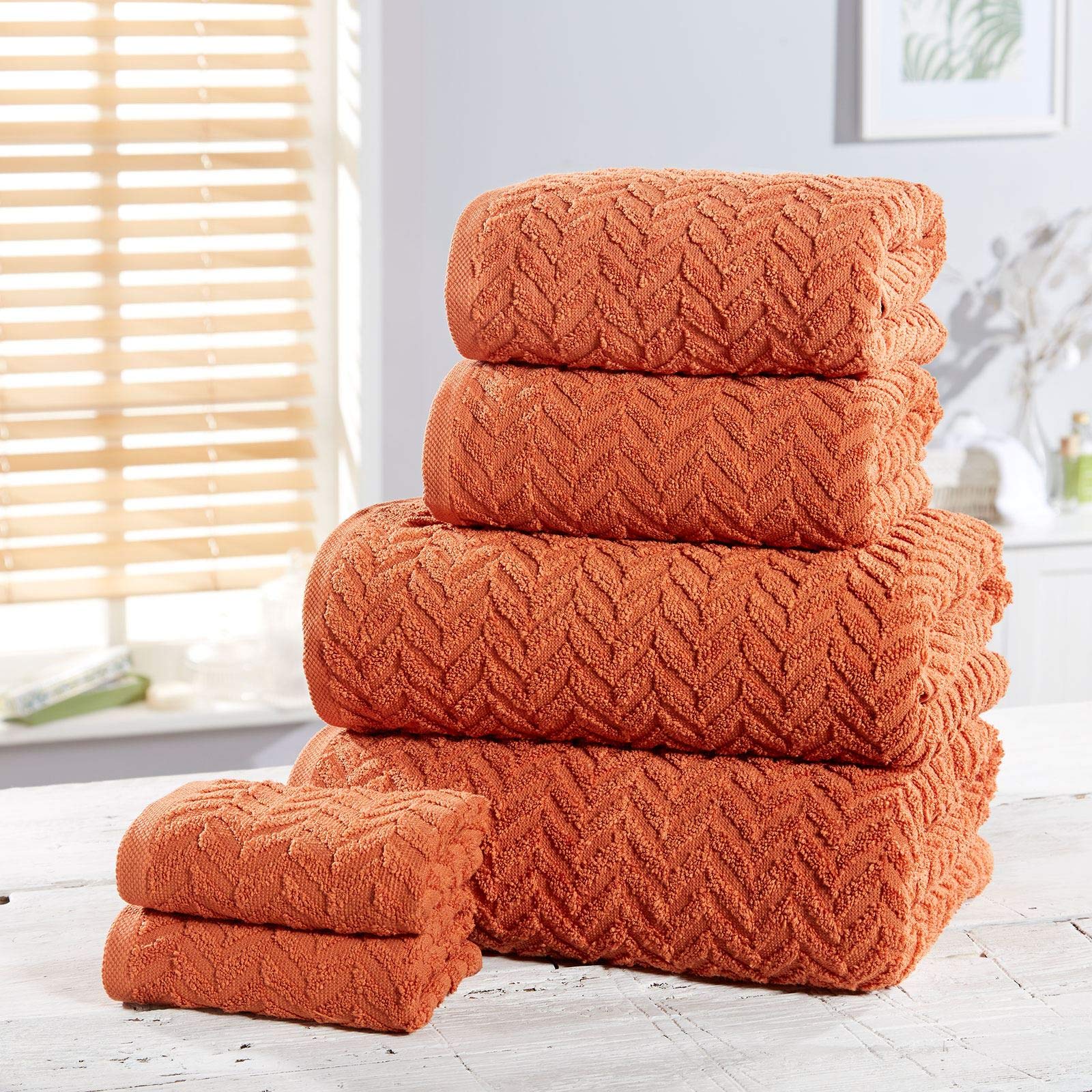 Rapport Herringbone 6 Piece Towel Bale (2xFace, 2xHand, 2xBath/Sheet) Spice