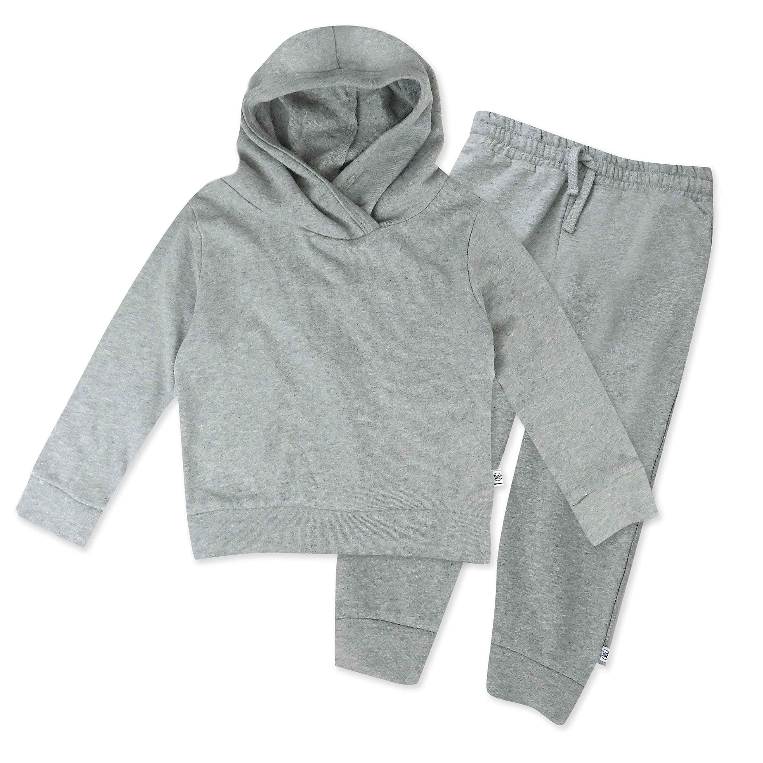 HonestBaby Light Weight Hoodie & Sweatpant Set 100% Organic Cotton for Toddler, Baby Boys, Girls, Heather Grey (2-pack), 3T