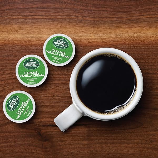 GREEN MOUNTAIN COFFEE ROASTERS CARAMEL VANILLA CREAM, SINGLE-SERVE KEURIG K-CUP PODS, FLAVORED LIGHT ROAST COFFEE PODS, 32 COUNT