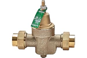 Watts LFN55BM1-DU-XL HD 3/4 in Lead Free Brass Water Reducing Valve, Double Union, FPT Inlet/Outlet Connection, Adjust 25-75,