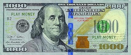 amazoncom custom toys hobbies 10x 1000 bills prop