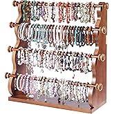humberboat 4 Tier Wooden Bracelet Holder, Bangle Watch Necklace Display Storage Antique Bracelet Display Jewelry Holder Stand Display Organizer, Brown 4 Tier Wooden Bracelet Holder