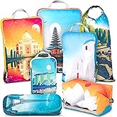 Large Compression Packing Cubes for Travel-Packing Cube Luggage Organizers 7 Piece Set for Checked Luggage-Ultralight, Expandable/Compression Bags by TRIPPED Travel Gear (Bucketlist)