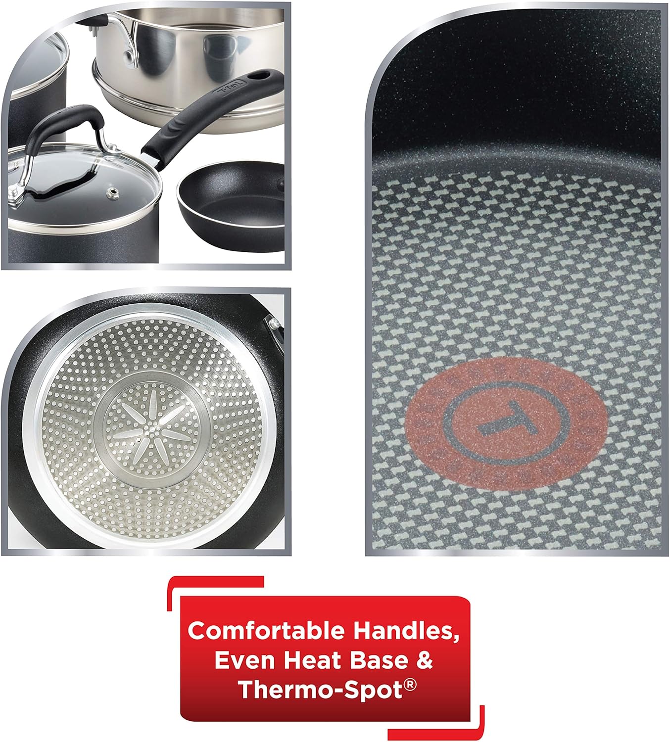 T-fal Professional Nonstick Dishwasher Safe Cookware Set, 12-Piece, Black: Kitchen & Dining