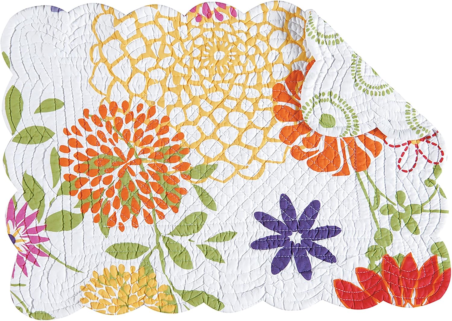 C&F Home, Set of 4, Lilly Quilted Placemat, 13X19" Home