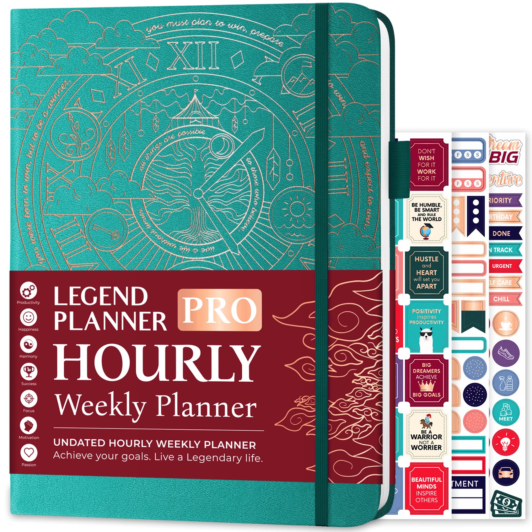 Legend Planner PRO Hourly Schedule - Weekly & Daily Organizer with Time Slots. Appointment Book Journal for Work & Personal, A4 (Viridian) — image 1