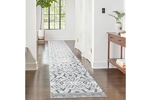 KILOCOCO Hallway Runner Rug 2'x8' Runners for Hallways Washable Runner Rug Non Slip Laundry Room Rug Low-Pile Rug Runner for Bedroom Kitchen Living Room Bathroom Boho Rug, Blue Grey
