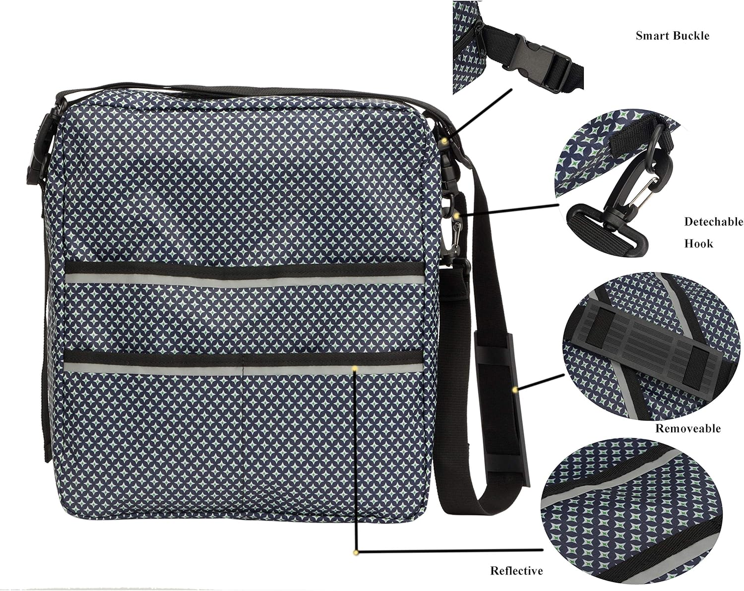 Pacmaxi Wheelchair Bag Sets- Wheelchair Backpack & Side Bag– Convenient Wheelchair Accessories for Armrest-Storage and Collect Item (Navy Blue with Starry Print): Health & Personal Care