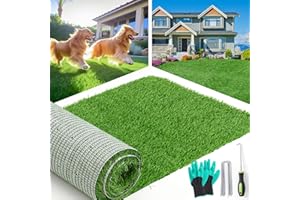 LOOBANI Synthetic Artificial Turf Roll, Artificial Grass for Dog Potty with Drainage Holes, Fake Grass Rug for Garden Landscape Balcony Patio Backyard Decoration, 3 Feet x 5 Feet
