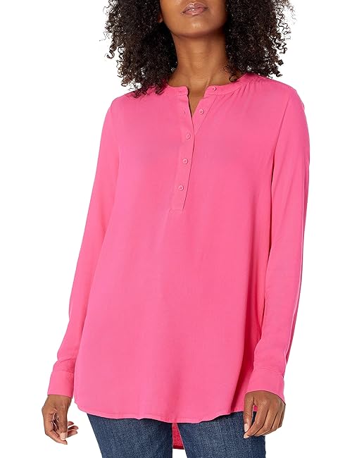 Amazon Essentials Women's Long-Sleeve Woven Blouse, Hot Pink, XX-Large
