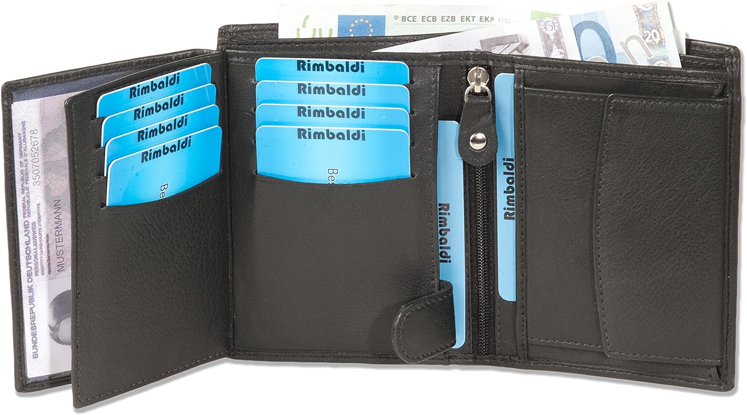 Rimbaldi - Bolt Purse in Portrait Made from Very Soft, untreated Calf Leather in Black - Image 4