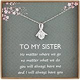 Unijew Sister Necklace from Sister Brother, S925 CZ Sterling Silver Christmas Mothers Day Jewelry Birthday Gift, Gift from Si