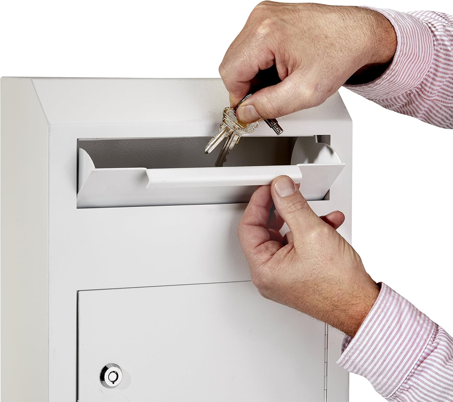 AdirOffice Heavy Duty Secured Safe Drop Box - Suggestion Box - Locking Mailbox - Key Drop Box - Wall Mounted Mail Box - Safe Lock Box - Ballot Box - Donation Box (White) : Office Products