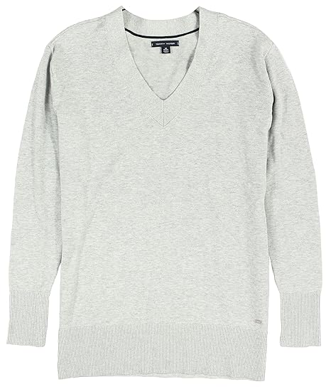 Buy Tommy Hilfiger Women S V Neck Tunic Sweater Medium Grey Heather At Amazon In