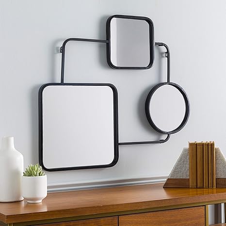 Amazon Com Black Contemporary Geometric 25x29 Inch Mirror 29 H X 25 W Modern Hand Painted Handmade Home Kitchen