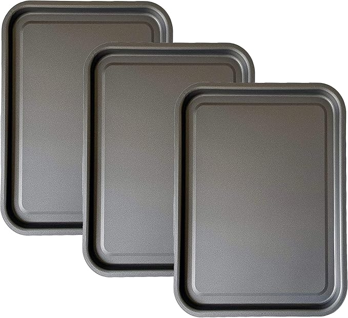 3Pack Essential 35cm Baking Tray Set Tray/Pan, NonStick, MultiPack Set Oven Trays
